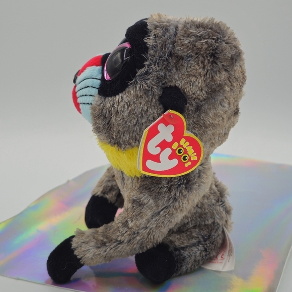 Ty Tysilk Beanie Boos WASABI Baboon Plush Monkey Stuffed Glitter Eyes - Picture 3 of 9